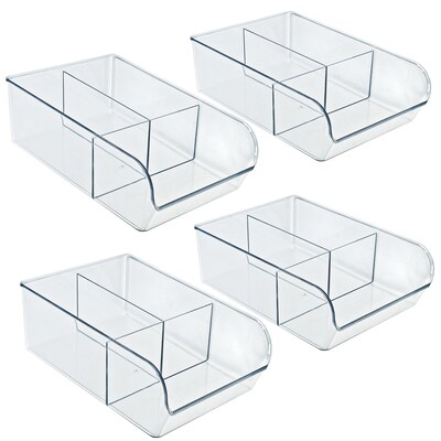 Azar Small Plastic Storage Bin, 3.62 x 7x 11, Clear, 4/Pack (556752-4PK)