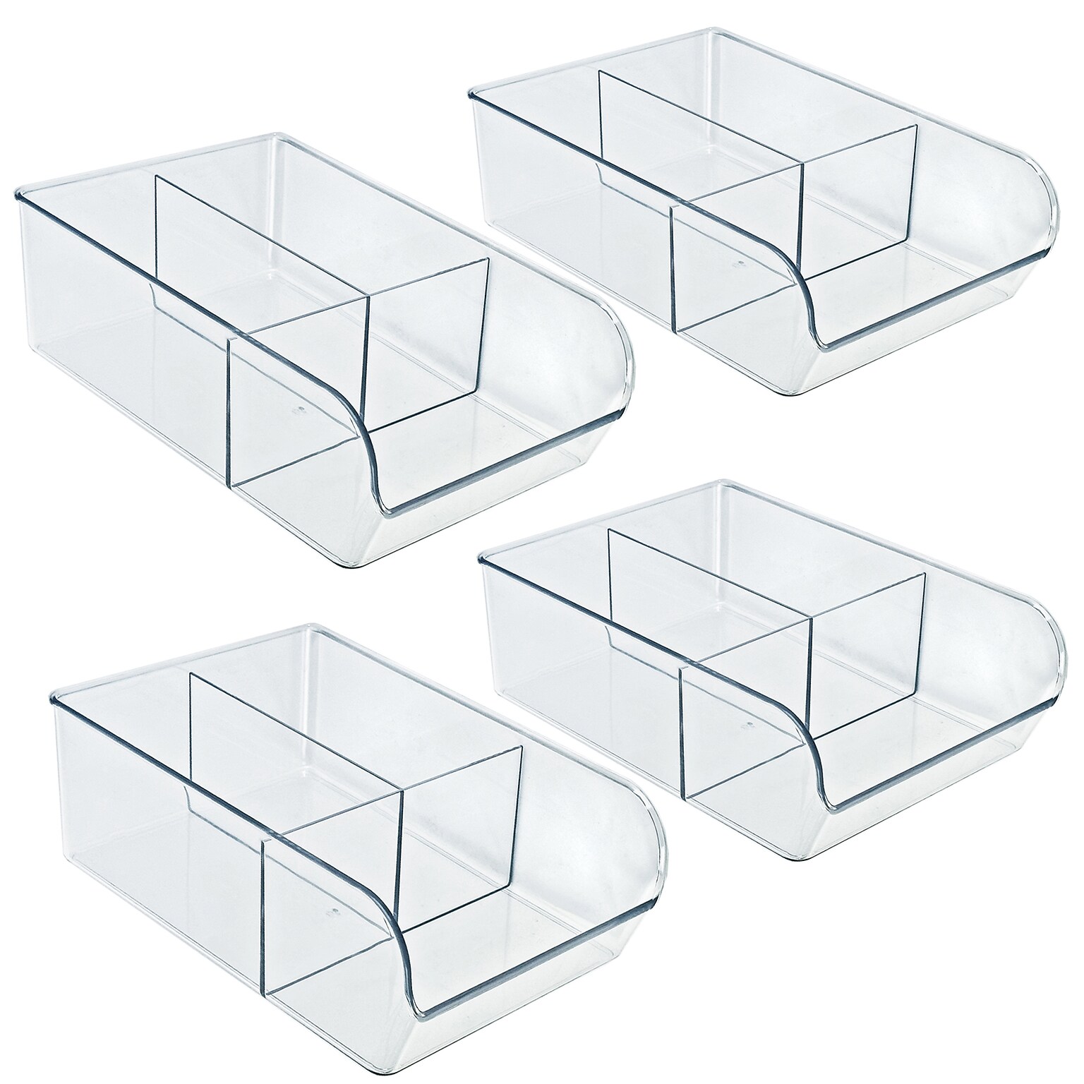 Azar Small Plastic Storage Bin, 3.62 x 7x 11, Clear, 4/Pack (556752-4PK)