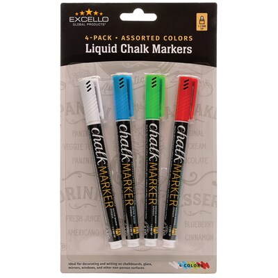 Excello Global Products Washable Chalk Marker, 1-2mm Tip, Assorted Colors (EGP-HD-0512-S)