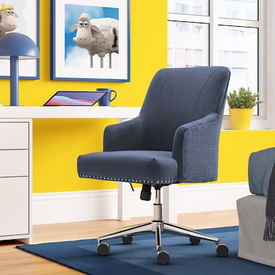 Serta Style Leighton Fabric Swivel Computer and Desk Chair, Blue (47925A)