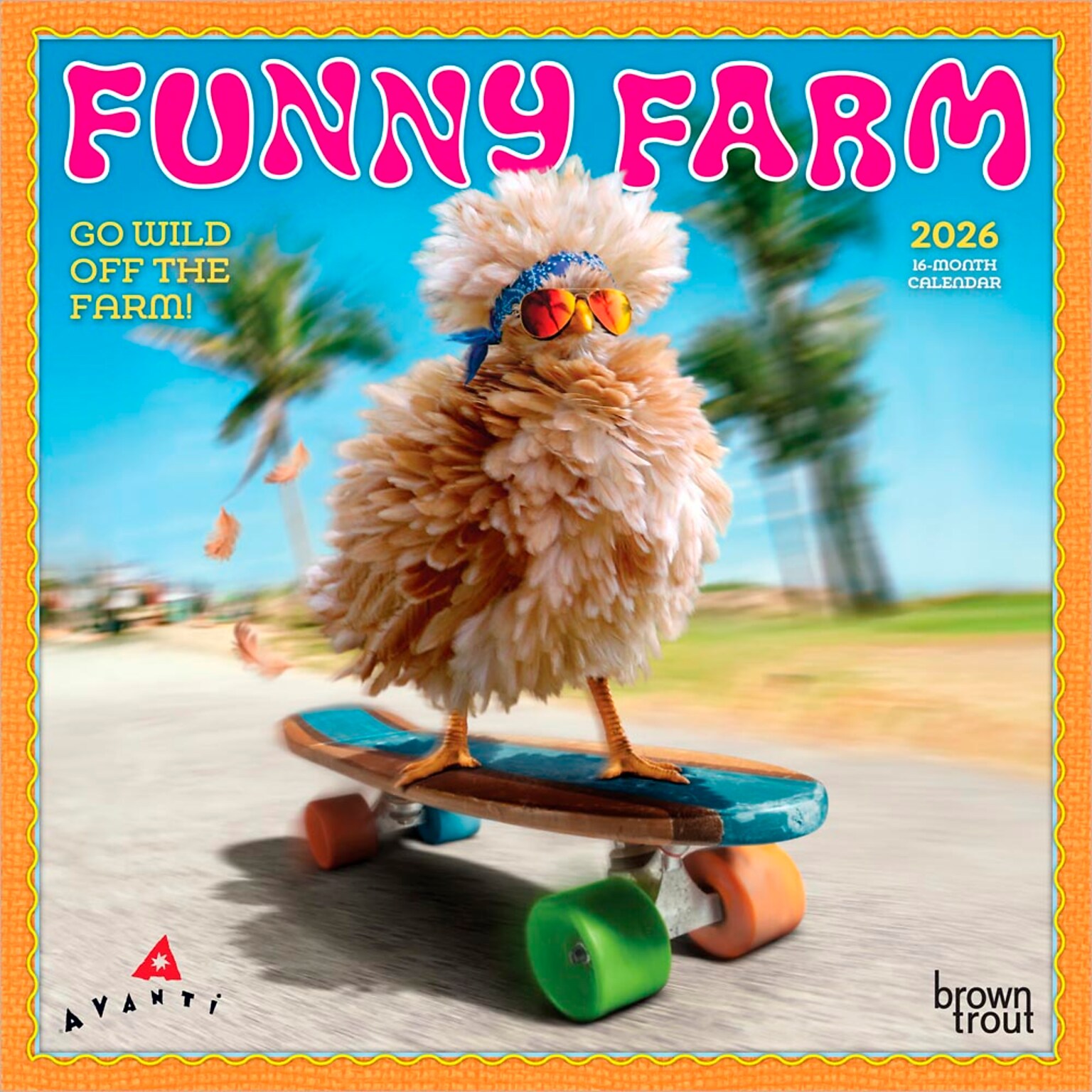 2026 BrownTrout Avanti Funny Farm 7 x 7 Monthly Wall Calendar (9798330707959)