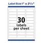 Avery Easy Peel Laser Address Labels, 1" x 2-5/8", White, 30 Labels/Sheet, 25 Sheets/Pack   (5260)