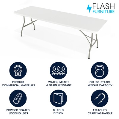 Flash Furniture Kathryn Folding Table, 96" x 30", Granite White (RB3096FH)