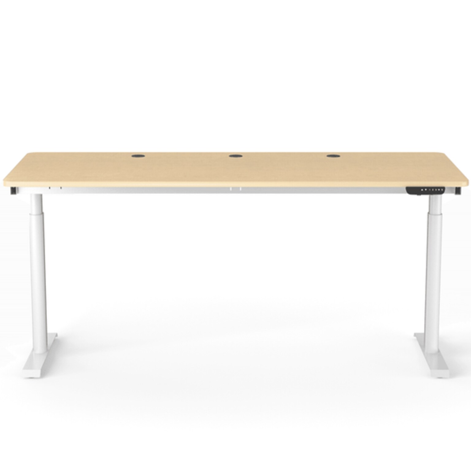 VersaDesk PowerLift 72W Electric Rectangular Adjustable Standing Desk, Maple/White (PLSDR7230-WM-APP)