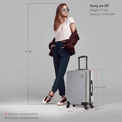 DUKAP Discovery 21.65" Hardside Suitcase, 4-Wheeled Spinner, TSA Checkpoint Friendly, Silver (DKDIS00S-SIL)
