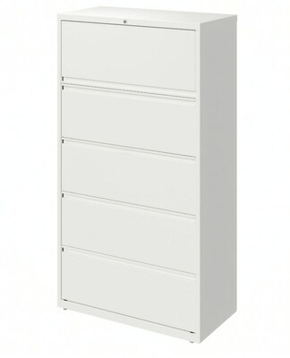 Hirsh HL10000 Series 5-Drawer Lateral File Cabinet, Locking, Letter/Legal, White, 36" (23703)