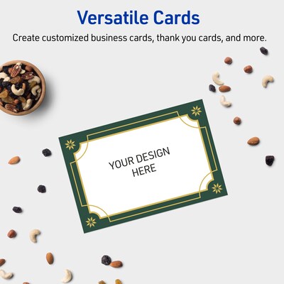 Avery Gold-Green Border Matte Blank Card, White, 20/Pack (S00-FDN)