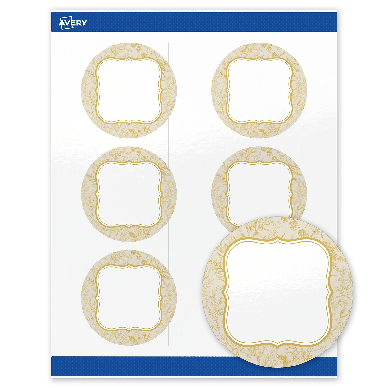 Avery Round Laser/Inkjet Multipurpose Labels, 3, White, 60/Pack (19479371086)