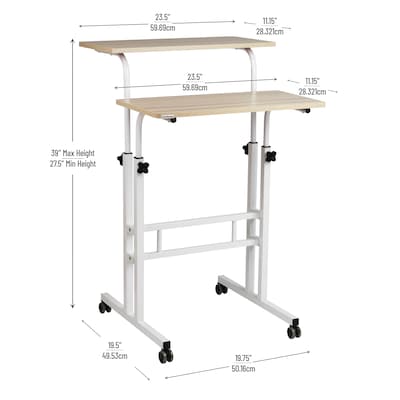 Mind Reader 20"W Manual Adjustable Standing Desk, White (SDROLLXL-WHT)