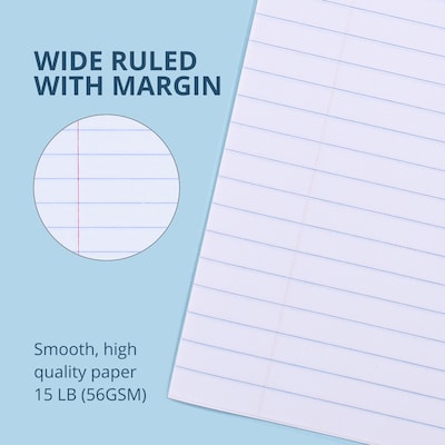 Roaring Spring Paper Products Exam Notebooks, 8.5" x 11", Wide Ruled, 6 Sheets, Blue, 500/Carton (77516CS)