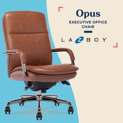La-Z-Boy Opus Ergonomic Bonded Leather Swivel Executive Chair, Cognac and Graphite (CCHR10015C)