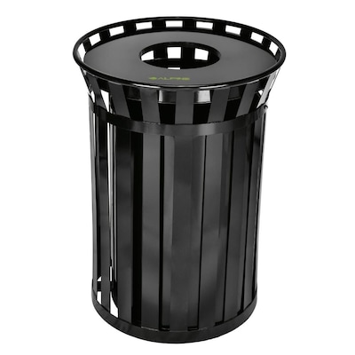 Alpine Industries Metal Commercial Indoor/Outdoor Trash Can, 38 Gallon, Black (479-38)