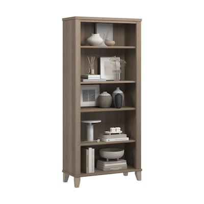 Bush Furniture Somerset 65.2H 5-Shelf Bookcase with Adjustable Shelves, Ash Gray Laminated Wood (WC81665)