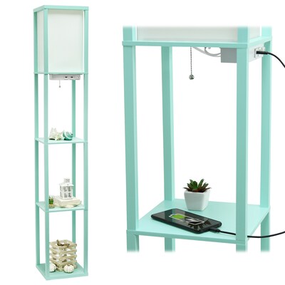 Simple Designs Etagere Organizer 62.5" Floor Lamp with Rectangular Shade, Aqua (LF1037-AQU-CCLB)