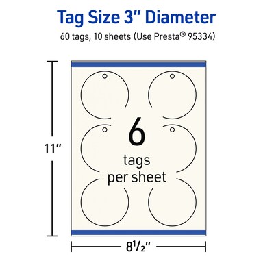 Avery 3" Diameter  Blank Price & Merchandise Tags, Ivory, 60/Carton (95334-MIT10)