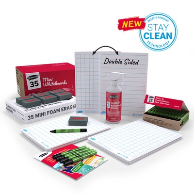 Show-me Lined/Gridded Double Sided Lapboards, with Pens, Erasers & Cleaner, 8 x 12, 35/Set (EPTCGL
