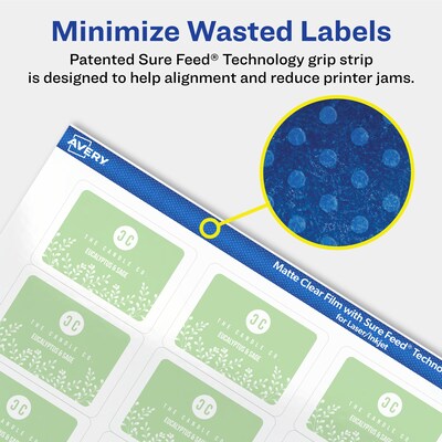 Avery Laser/Inkjet Rectangle Multipurpose Labels, 1-1/4" x 1-3/4", Clear, 3200/Box (94226)