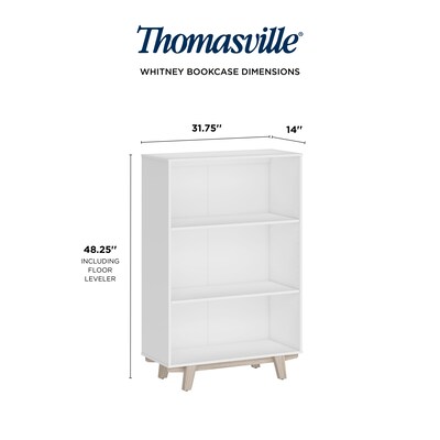 Thomasville Furniture Whitney 3-Shelf 48"H Bookcase, White (SPLS-WHBK-TV)