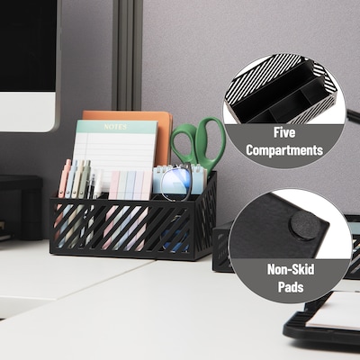 Mind Reader 5-Compartment Metal Desk Organizer, Black (MOSORG-BLK)