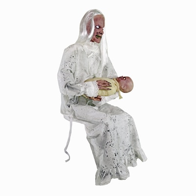 Haunted Hill Farm 2.9 ft. Gravely Granny Halloween Animatronic by Tekky with Motion-Activated Sounds