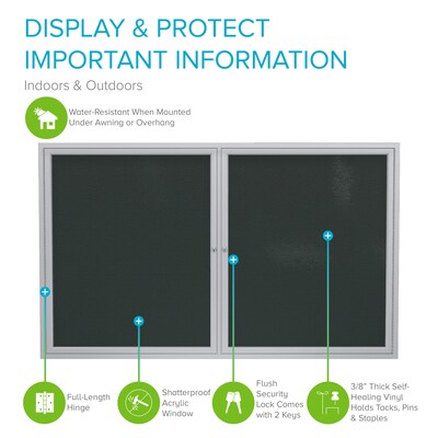 Ghent Vinyl Enclosed Bulletin Board, Aluminum Frame, 4' x 3' (PA23648VX-183)