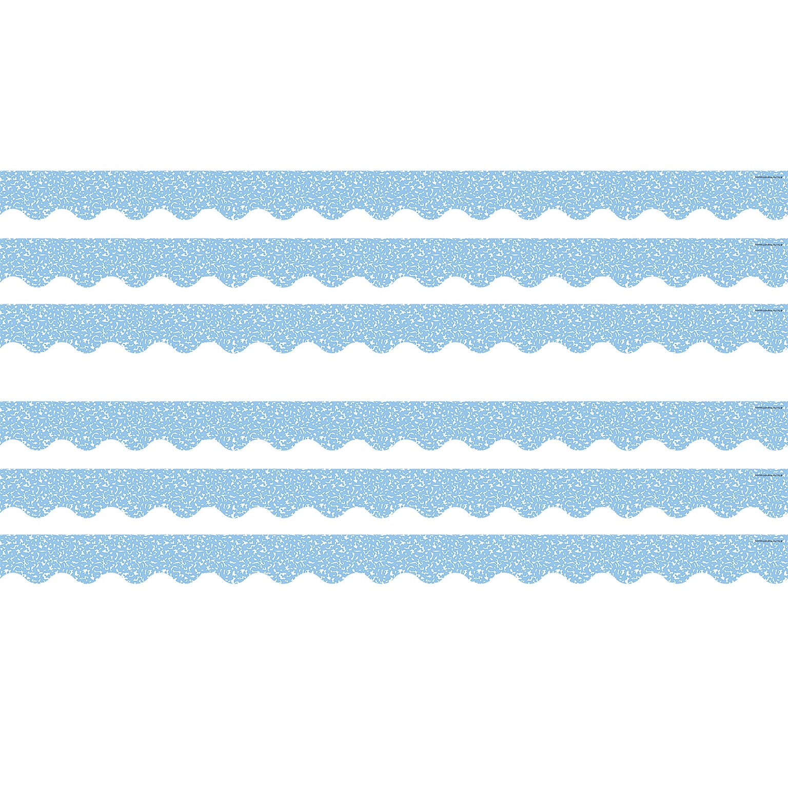 Teacher Created Resources Border Trim, 2.19 x 2.92, Composition Blue Scalloped, 12/Pack, 6 Packs/Bundle (TCR9313-6)