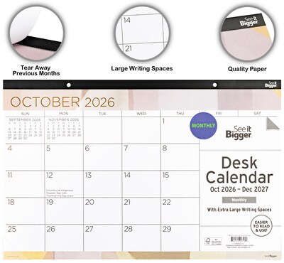 2026-2027 Overland Travelware 17" x 11" Monthly Desk Pad Calendar (90716)