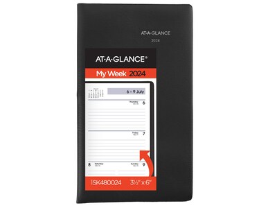 2024 AT-A-GLANCE DayMinder 3.5 x 6 Weekly Planner, Black (SK48-00-24)