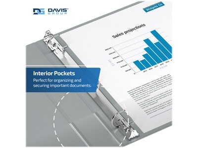 Davis Group Premium Economy 2" 3-Ring Non-View Binders, D-Ring, Gray, 6/Pack (2304-07-06)