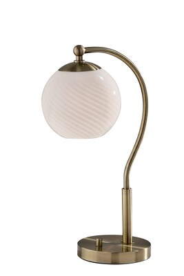 Adesso Swirl Incandescent Desk Lamp, 21.6H, Antique Brass/White (3259-21)