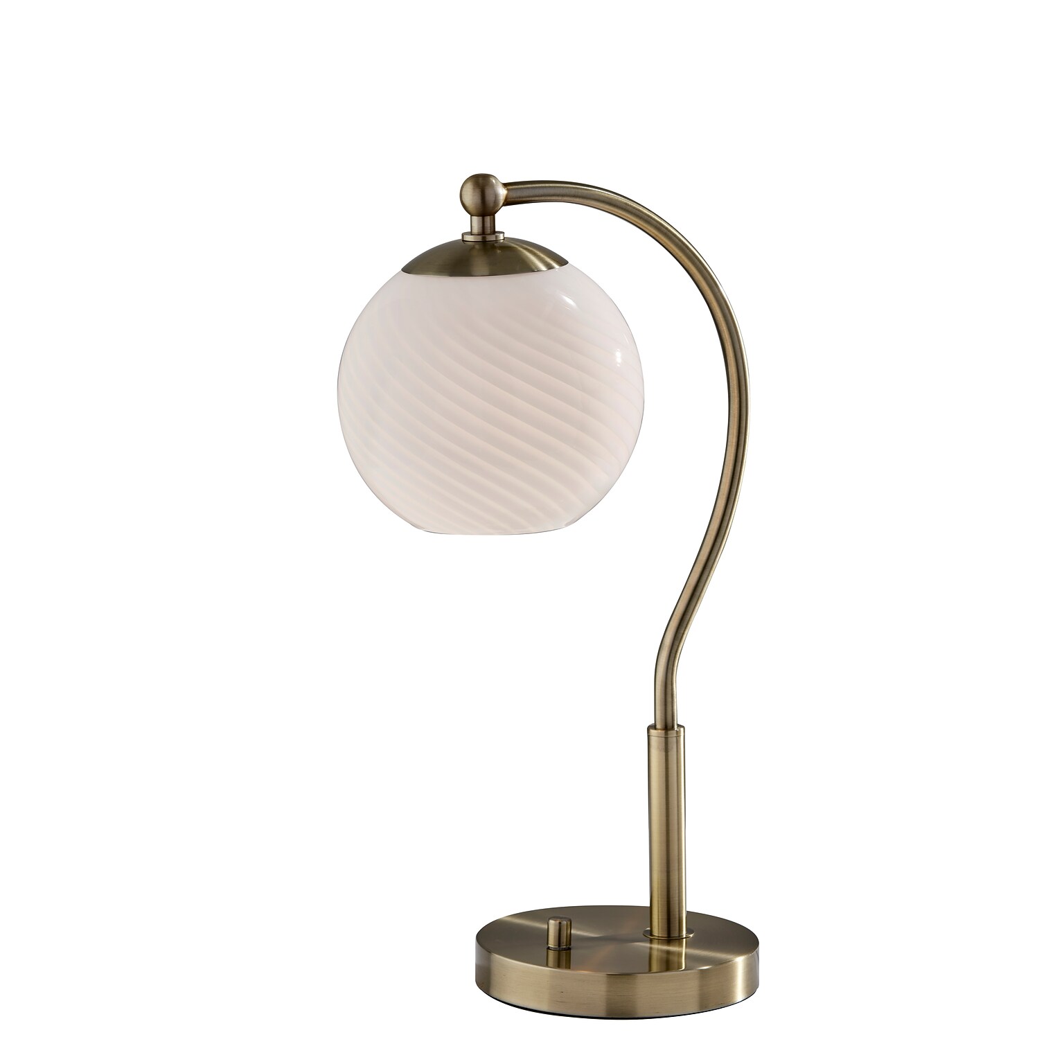 Adesso Swirl Incandescent Desk Lamp, 21.6H, Antique Brass/White (3259-21)