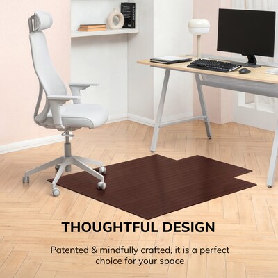 Anji Mountain Standard Bamboo Carpet & Hard Floor Chair Mat with Lip, 44" x 52", Dark Cherry (AMB24006)