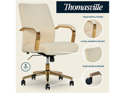 Thomasville Furniture Jolie Ergonomic Fabric Swivel Desk Chair, Cream (60068-CRM)