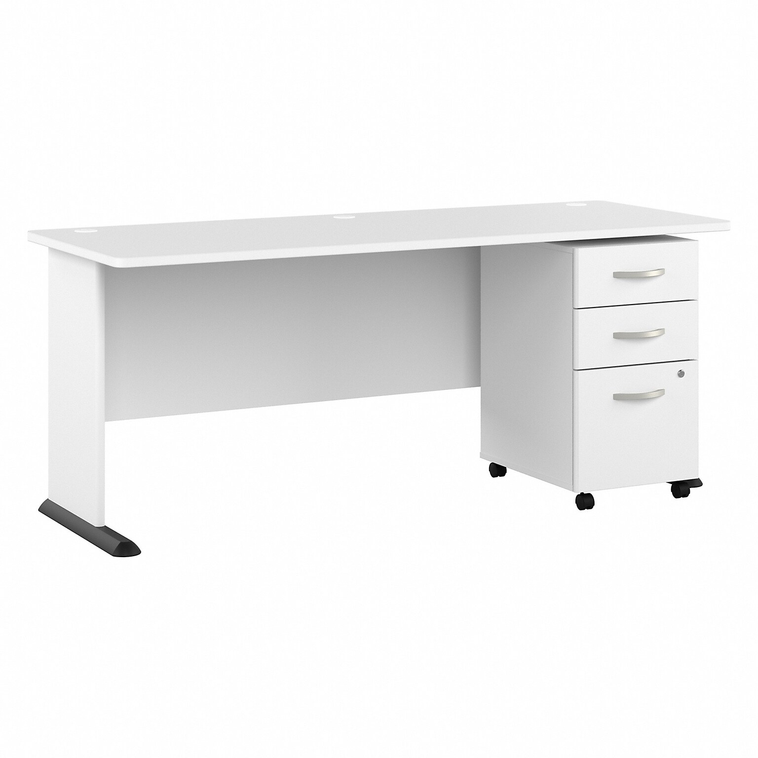 Bush Business Furniture Studio A 72W Computer Desk with 3 Drawer Mobile File Cabinet, White (STA004WHSU)