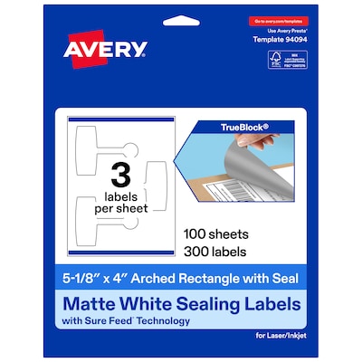 Avery Laser/Inkjet Multipurpose Labels, 5-1/8 x 4, White, 300 Labels/Box (19479370711)