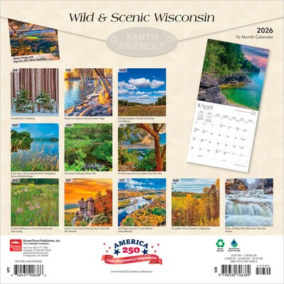 2026 BrownTrout Wisconsin Wild & Scenic 12 x 12 Monthly Wall Calendar (9798330706389)