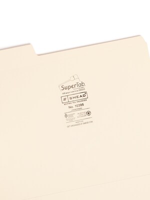 Smead SuperTab File Folders, Reinforced 1/3-Cut Tab, Letter Size, Manila, 100/Box (10395)