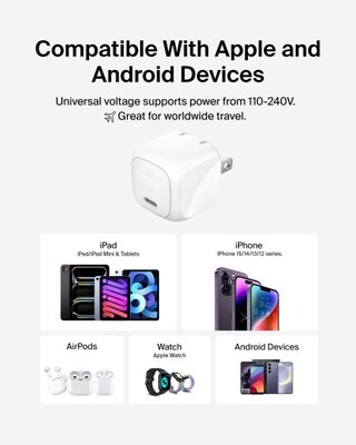 Belkin BoostCharge 20W USB-C PD GaN Wall Charger, White (WCA009DQWH)