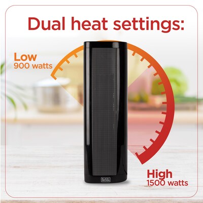 Black & Decker 1500-Watt Portable Ceramic Electric Tower Heater, Black (BHVHC15)