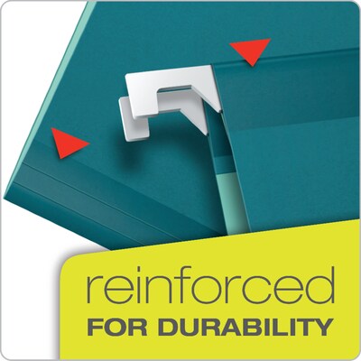 Pendaflex Reinforced Hanging File Folders, 1/5 Tab, Letter Size, Teal, 25/Box (04152 1/5 TEA)