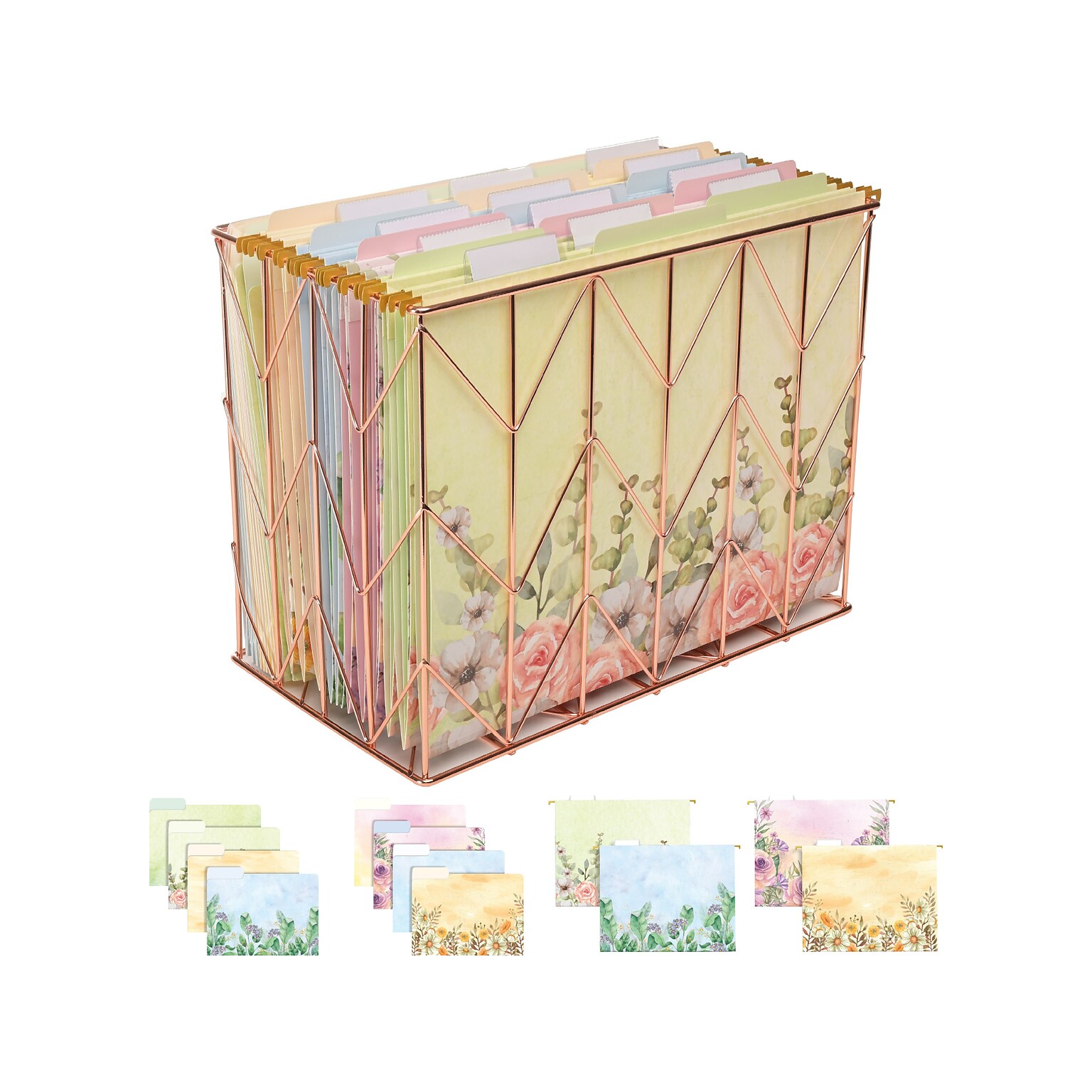 Global Printed Products Deluxe Designer Watercolor Floral Hanging File ...