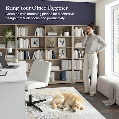 Bush Furniture Cabot 66"H 5-Shelf Bookcase with Adjustable Shelves, Ash Gray (WC31266)