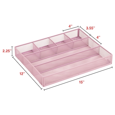 Staples 6-Compartment Metal Mesh Drawer Organizer, Dusty Pink (ST63845)