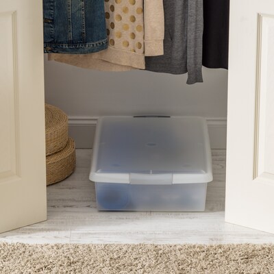 Iris 40 Quart Store and Slide Storage Container with Lid, Plastic, Gray (500229)