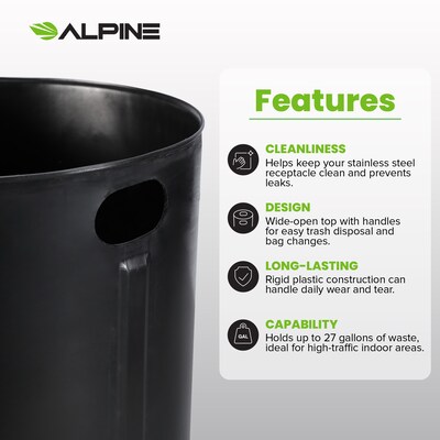 Alpine Industries 475 Series 27 Gallon Rigid Bin Liner, 31.5" x 15" x 15" (ALP475-27-L)