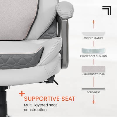 Sharper Image S-600 Active Lumbar Heated Ergonomic Bonded Leather Swivel Executive Massage Chair, Off-White (60098-OWHT)