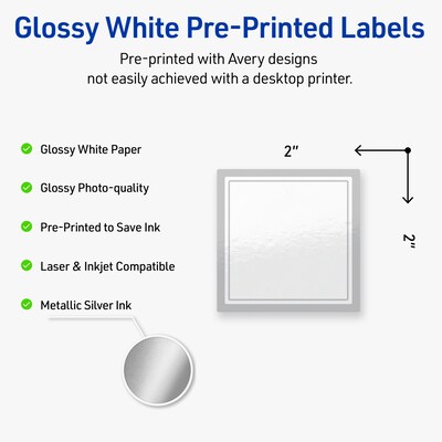 Avery Laser/Inkjet Square Multipurpose Labels, 2 x 2, White, 160/Pack (S00-F35)