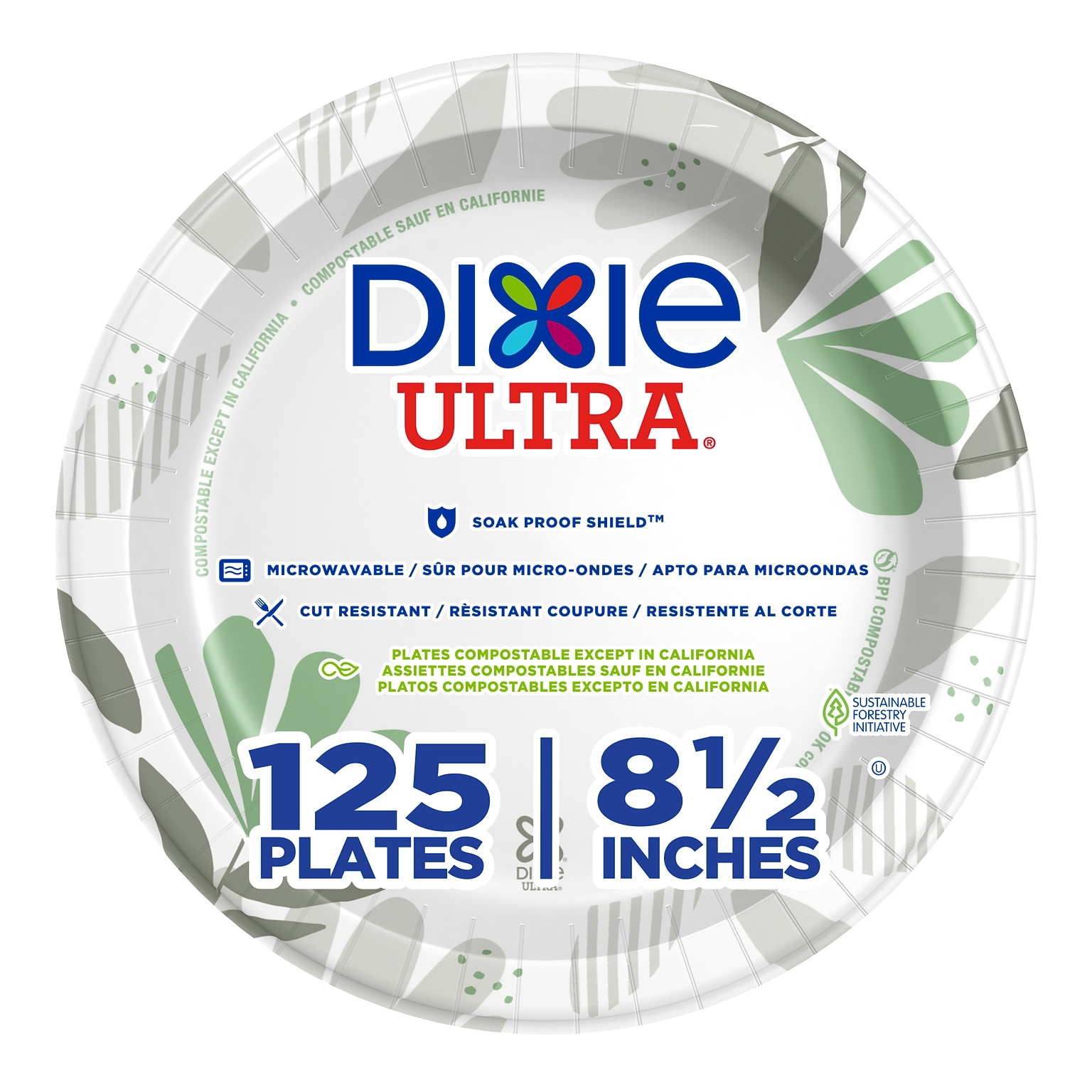 Dixie Ultra Pathways 8.5 Paper Plates, Multicolored, 125 Plates/Pack (SXP9PATH)