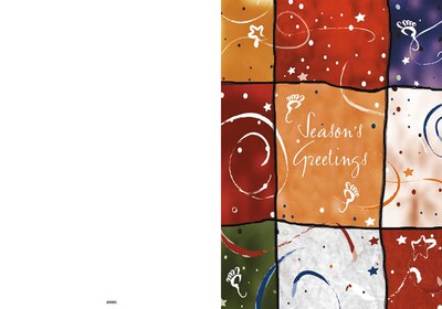 Seasons Greetings - foot prints art - 7 x 10 scored for folding to 7 x 5, 25 cards w/A7 envelopes pe