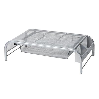 Mind Reader Monitor Stand with Paper Tray, Metal, Silver  (MESHMONSTA-SIL)